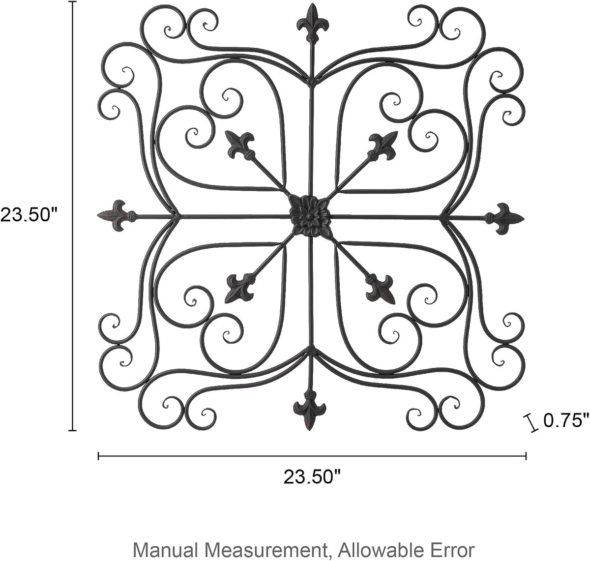 Matte Black Fleur‑de‑lis Metal Wall Decor