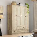 Brown Rattan Wooden Wardrobe Armoire