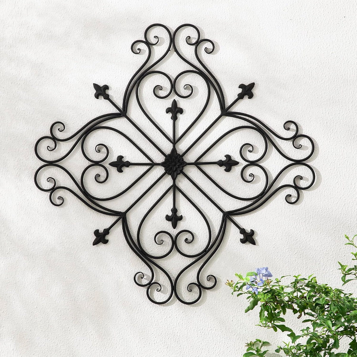Matte Black Fleur‑de‑lis Metal Wall Decor