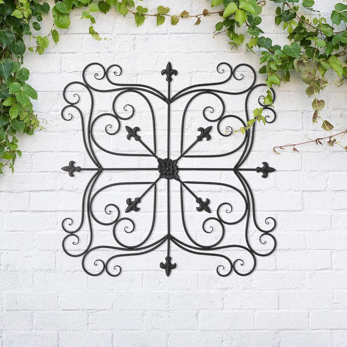 Matte Black Fleur‑de‑lis Metal Wall Decor